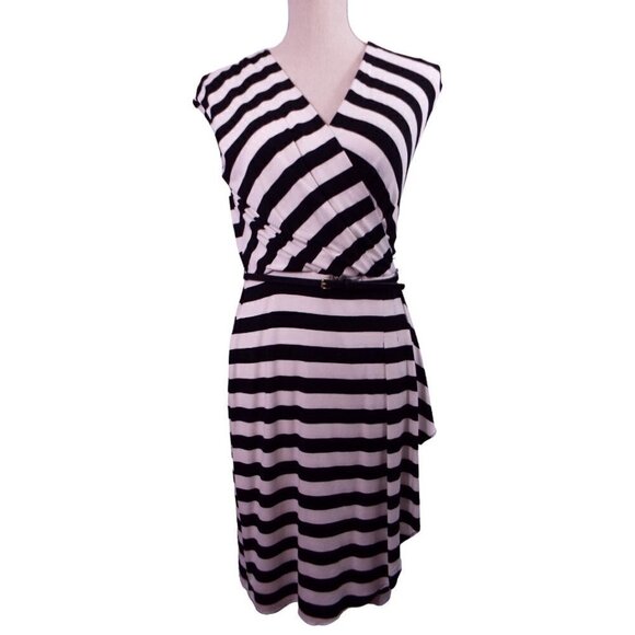 Calvin Klein Women's Wrap Front V-Neck Belted Waist Cap Sleeve Dress - Size 4 - Picture 6 of 16